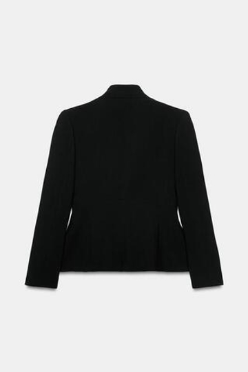 ZARA ПРИТАЛЕННЫЙ БЛЕЙЗЕР С БАСКОЙ, ЧЕРНЫЙ