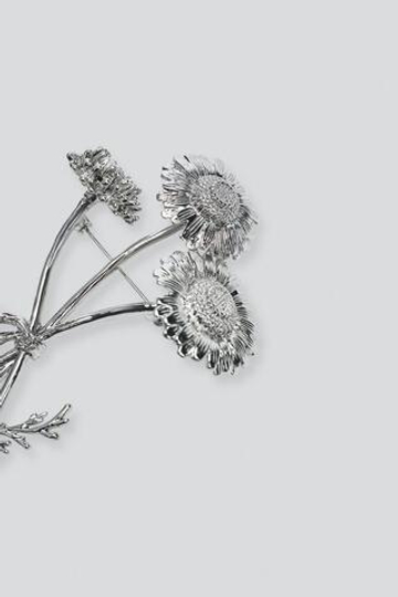 ZARA X BAISI GUADAGNINO МЕТАЛЛИЧЕСКАЯ БРОШЬ В ФОРМЕ ЦВЕТКА, СЕРЕБРЯНЫЙ