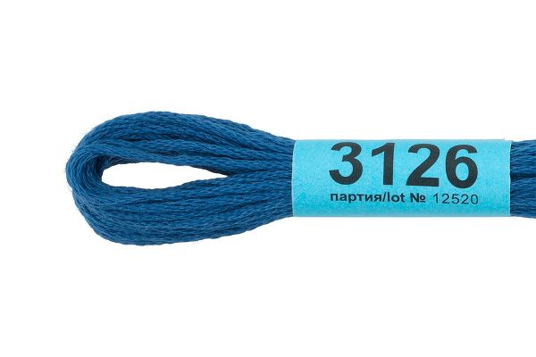 Мулине Gamma 100% хлопок, цв.3126 синий, 24 мотка по 8 метров