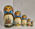 Матрешка "Виды города" 5 мест