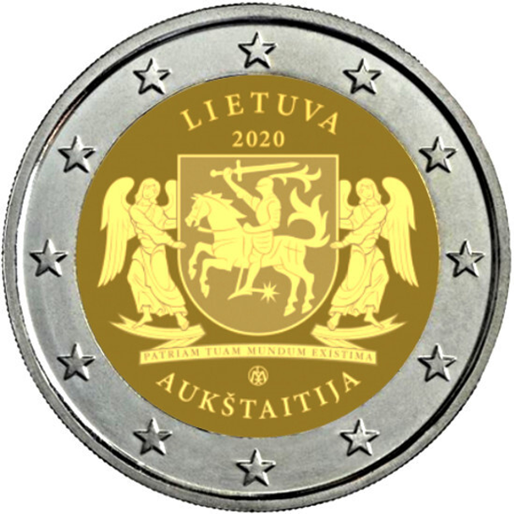 2 евро 2020 Литва. Литовский регион Аукштайтия