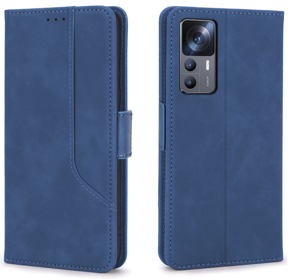Стильный чехол-книжка из кожи для XIAOMI 12T / 12T PRO с отделом для наличных, 3 слотами для карт и подставкой