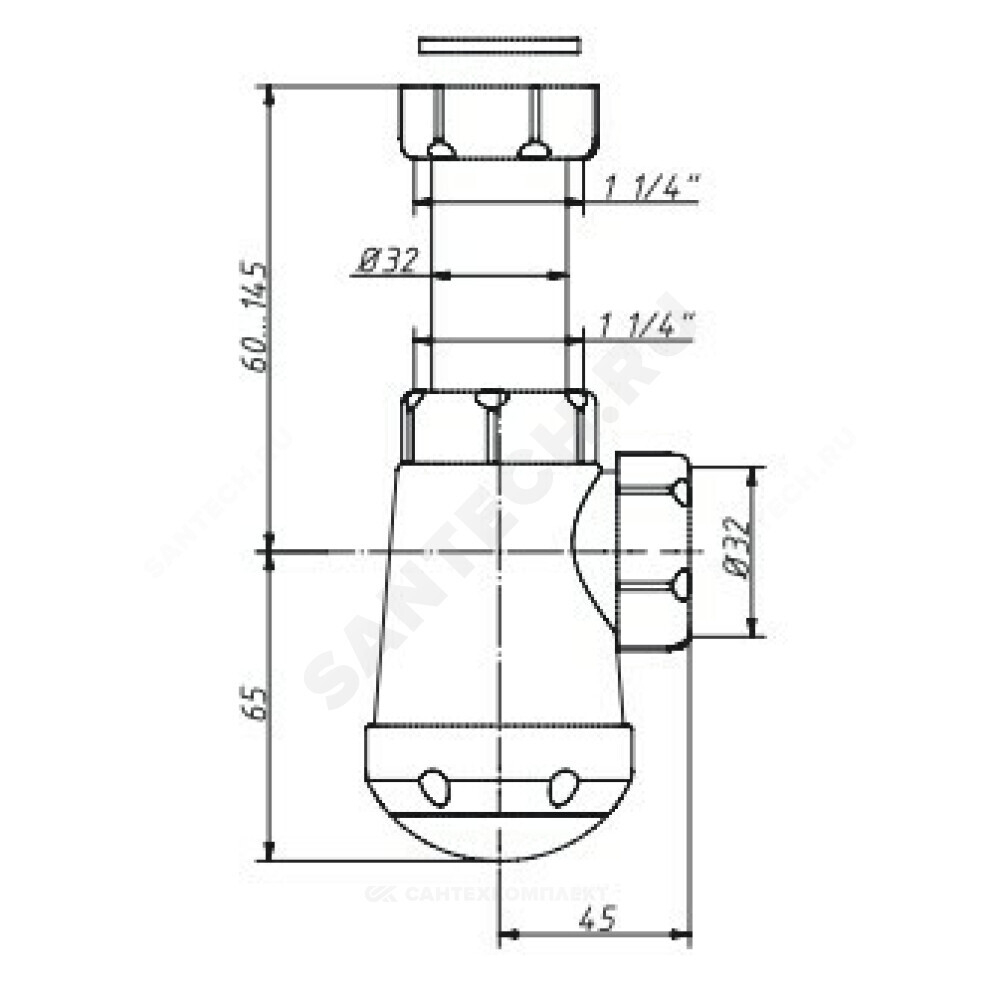 Сифон для умывальника бутылочный 1 1/4"x32 без выпуска Чик Орио М-3200
