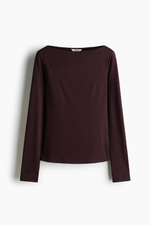 Облегающий топ с вырезом «лодочка» — длинные рукава - H&M