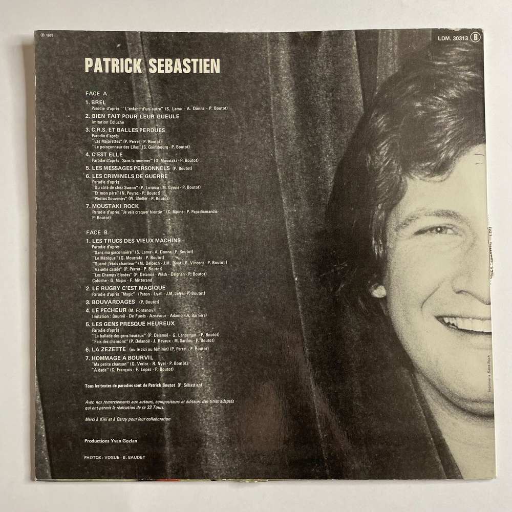 Винтажная виниловая пластинка LP Patrick Sebastien A Bobino (France 1976)