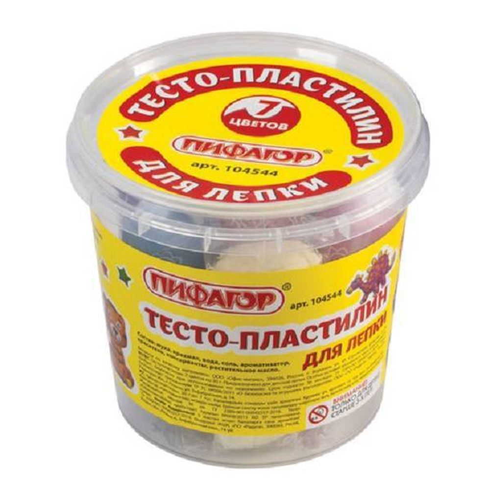 Масса для лепки Пифагор 7цв. по 30гр. в пластиковой банке
