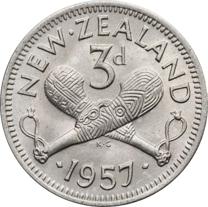 3 пенса 1957 Новая Зеландия
