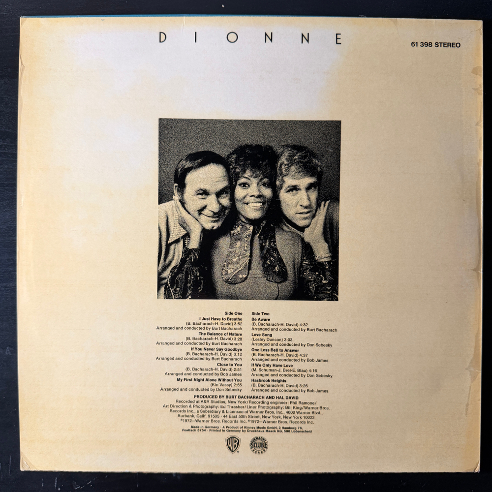 Dionne Warwicke ‎– Dionne (Германия 1972г.) Club