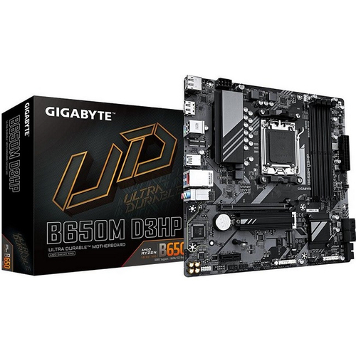 Материнская плата GIGABYTE B650M D3HP (AM5/AMD B650/4xDDR5/2xPCI-Ex16/2xM.2/SB7.1/GLAN/2xDisplayPort/HDMI/mATX)