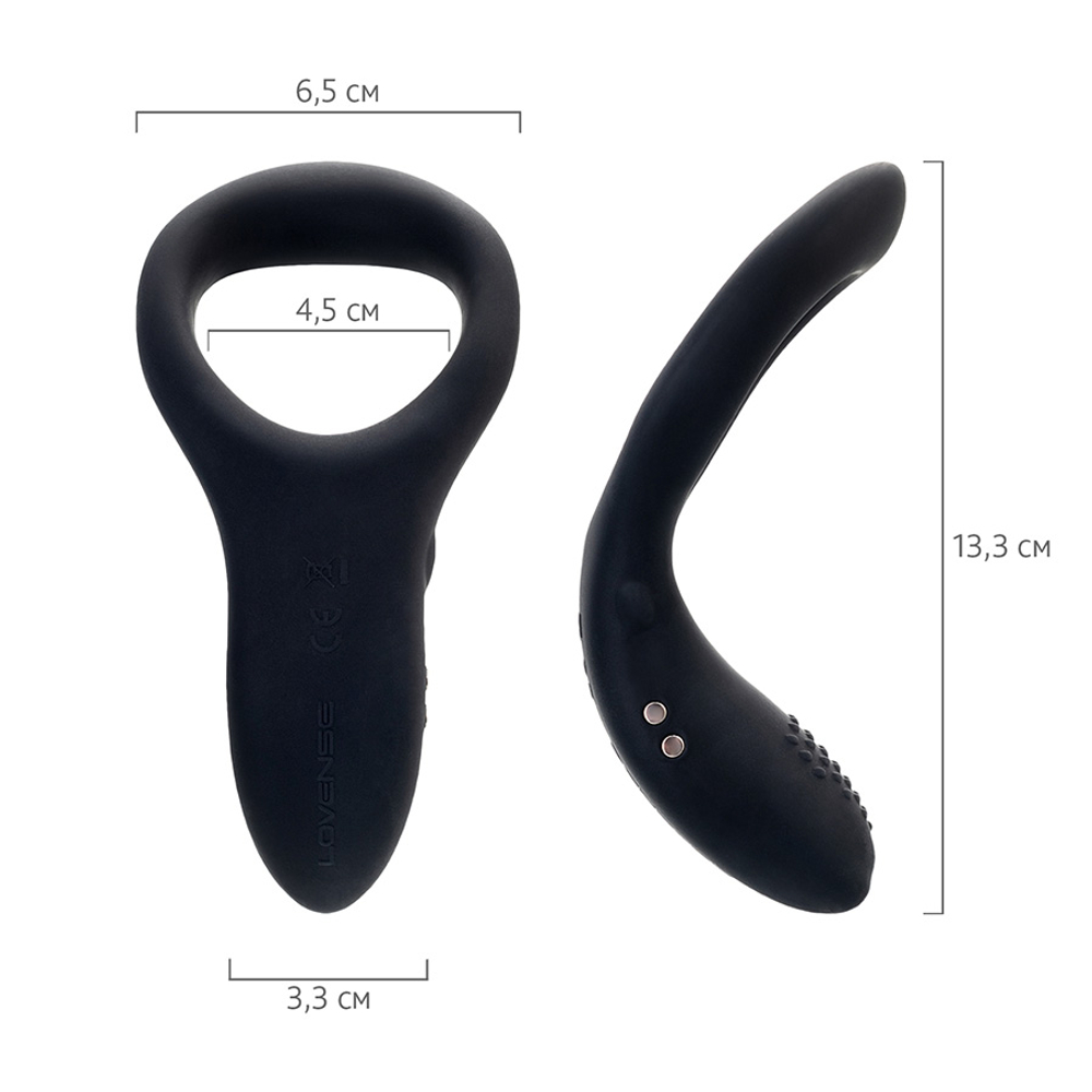 Черное эрекционное виброкольцо с управлением через приложение Lovense Diamo Vibrating Cock Ring Black
