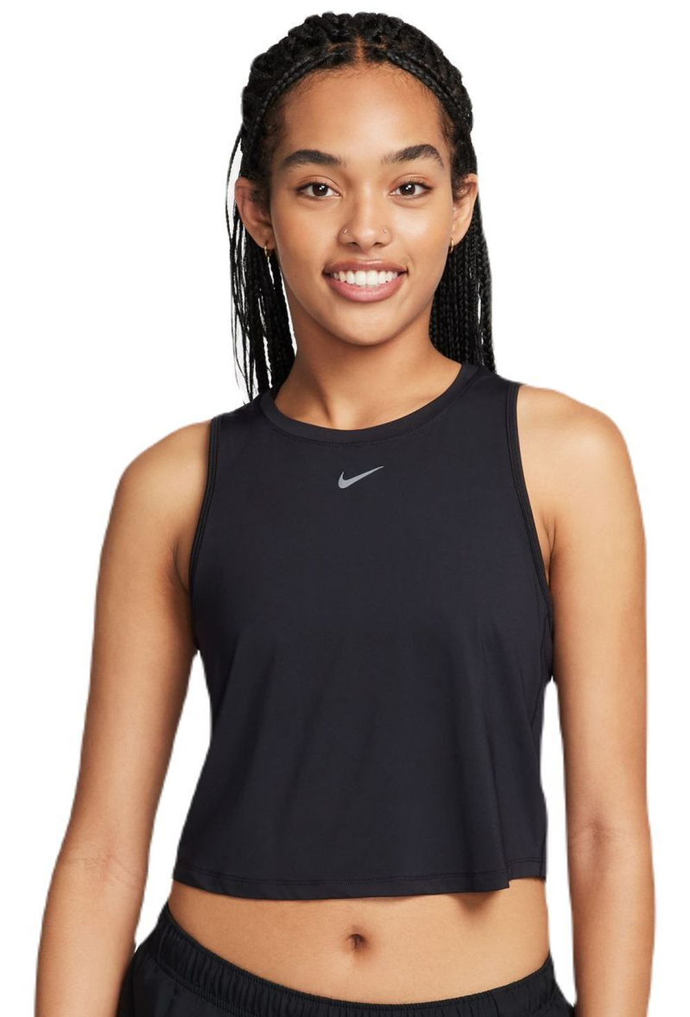 Женский топ теннисный Nike One Classic Dri-Fit Cropped Tank Top - black/black
