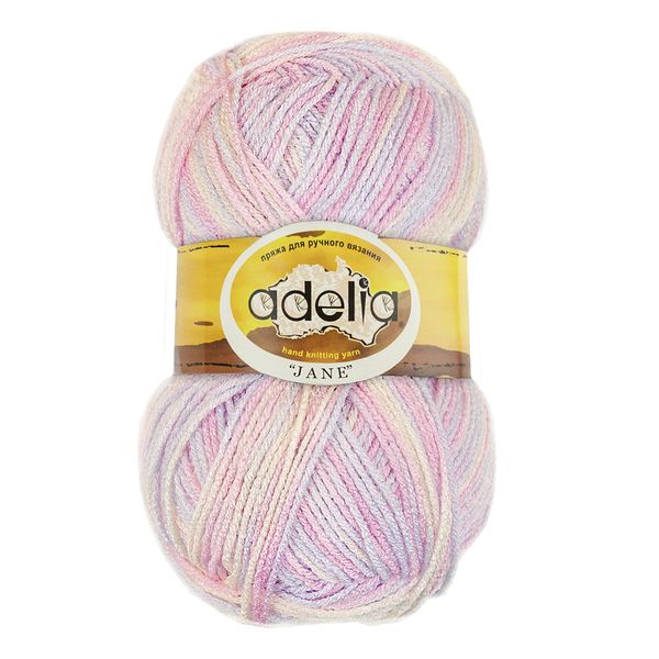 Пряжа Adelia Jane / уп.10 мот. по 50г, 227м, 02 белый-бл.розовый-бл.сиреневый