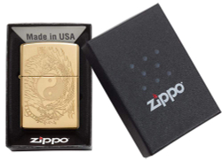 Зажигалка Zippo Classic с покрытием High Polish Brass, латунь/сталь, золотистая, 36x12x56 мм