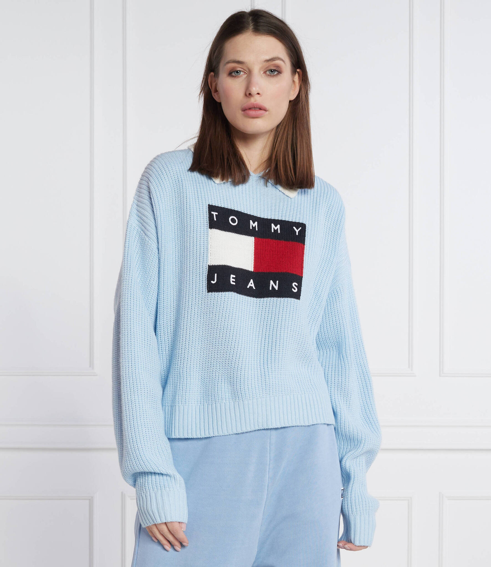 свитер flag Tommy Jeans - голубой(DW0DW14951)