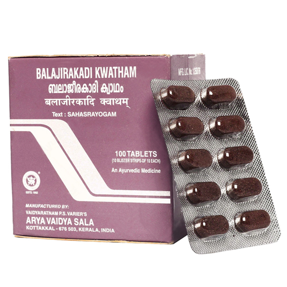 Баладжиракади Кватхам Арья Вадья Сала (Balajirakadi Kawatham Arya Vaidya Sala), 100 таблеток