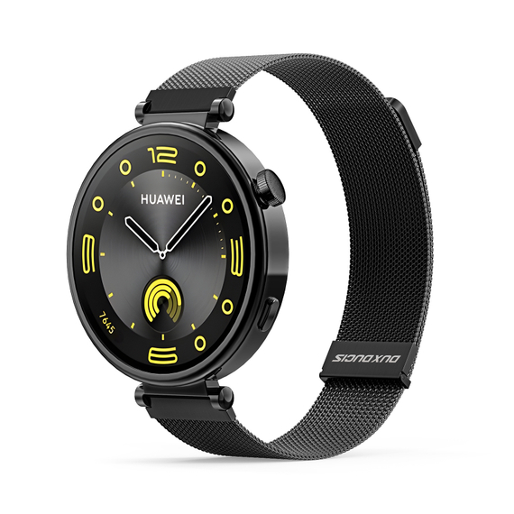 Ремешок из нержавеющей стали черного цвета от Dux Ducis для смарт часов Huawei watch GT4, GT5, GT5 Pro (18мм), серия Milanese Series (миланская петля)