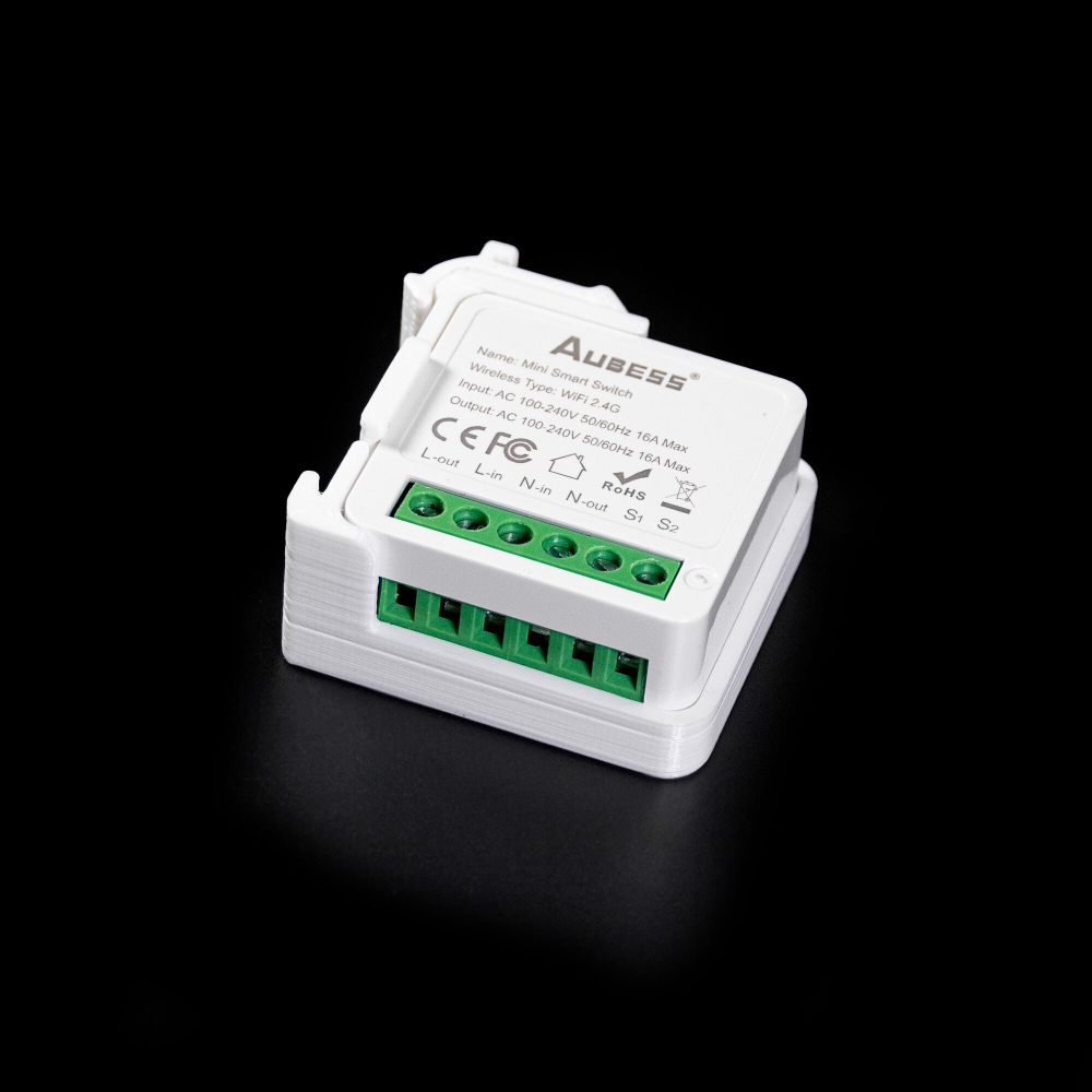 Крепление боковое для реле Aubess на динрейку Тuya Аubess Mini Smart Switсh, белое
