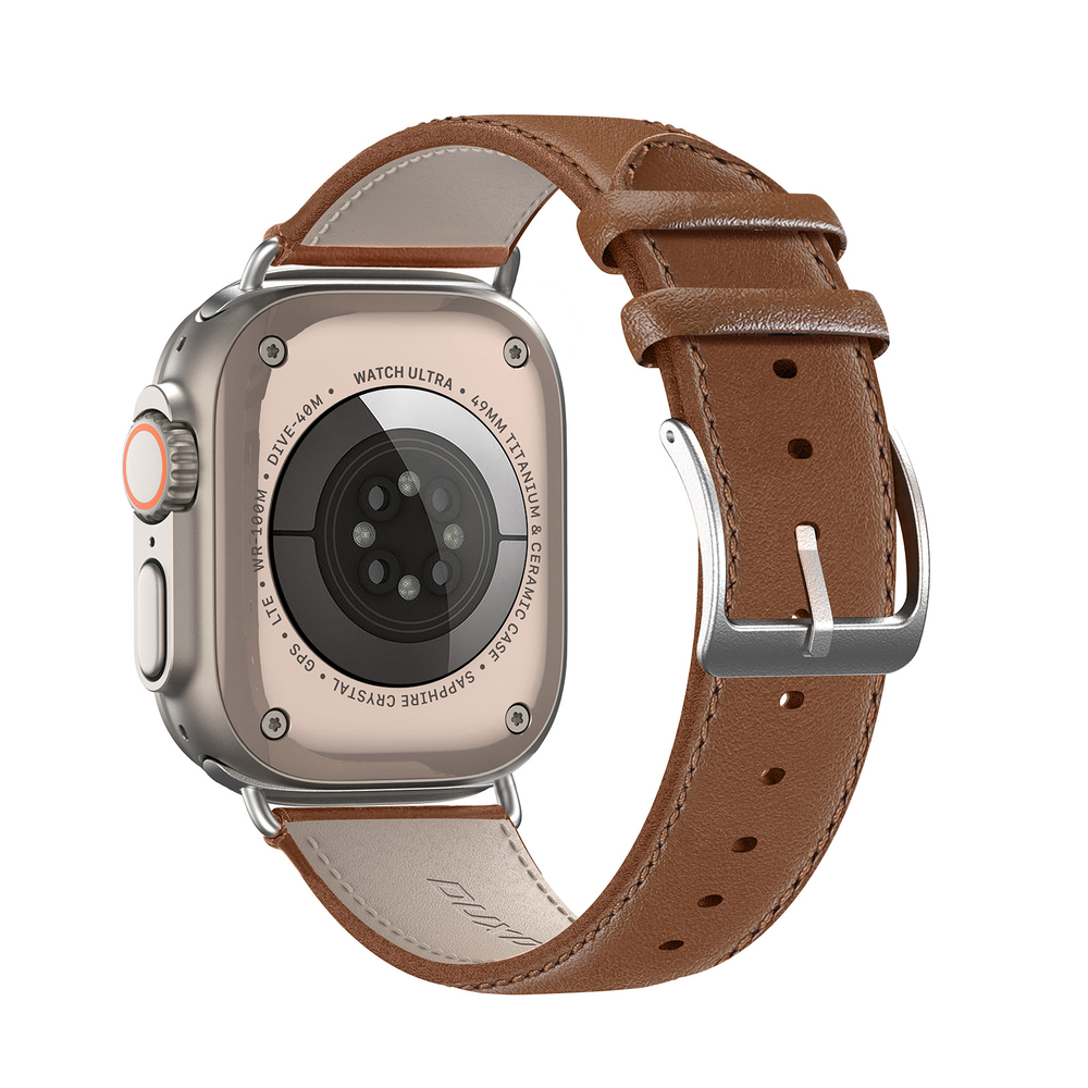 Ремешок из кожи коричневого цвета от Dux Ducis для смарт часов Apple Watch 38, 40, 41, 42мм, серия YS Series
