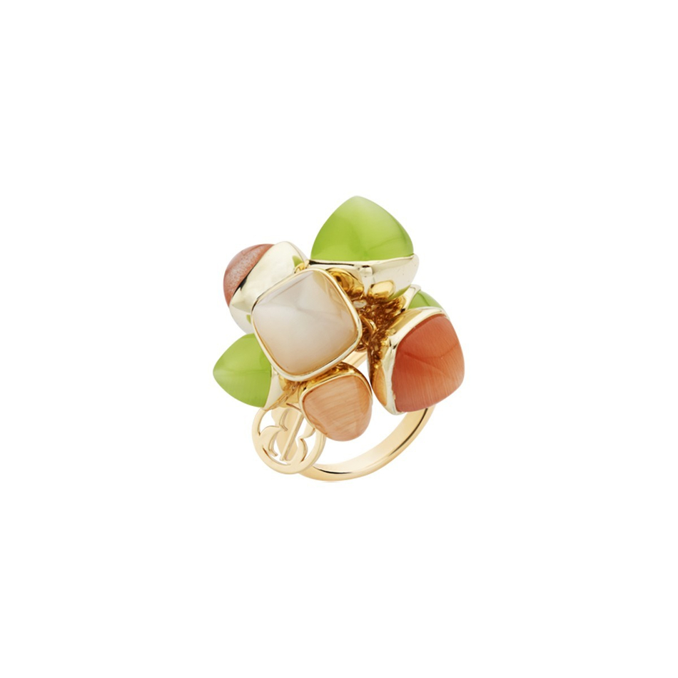 Кольцо Boccadamo Caleida Green-Brown XAN164DV G/BR/G с оливином (хризолотом), опалом, амазонитом, с регулируемым размером