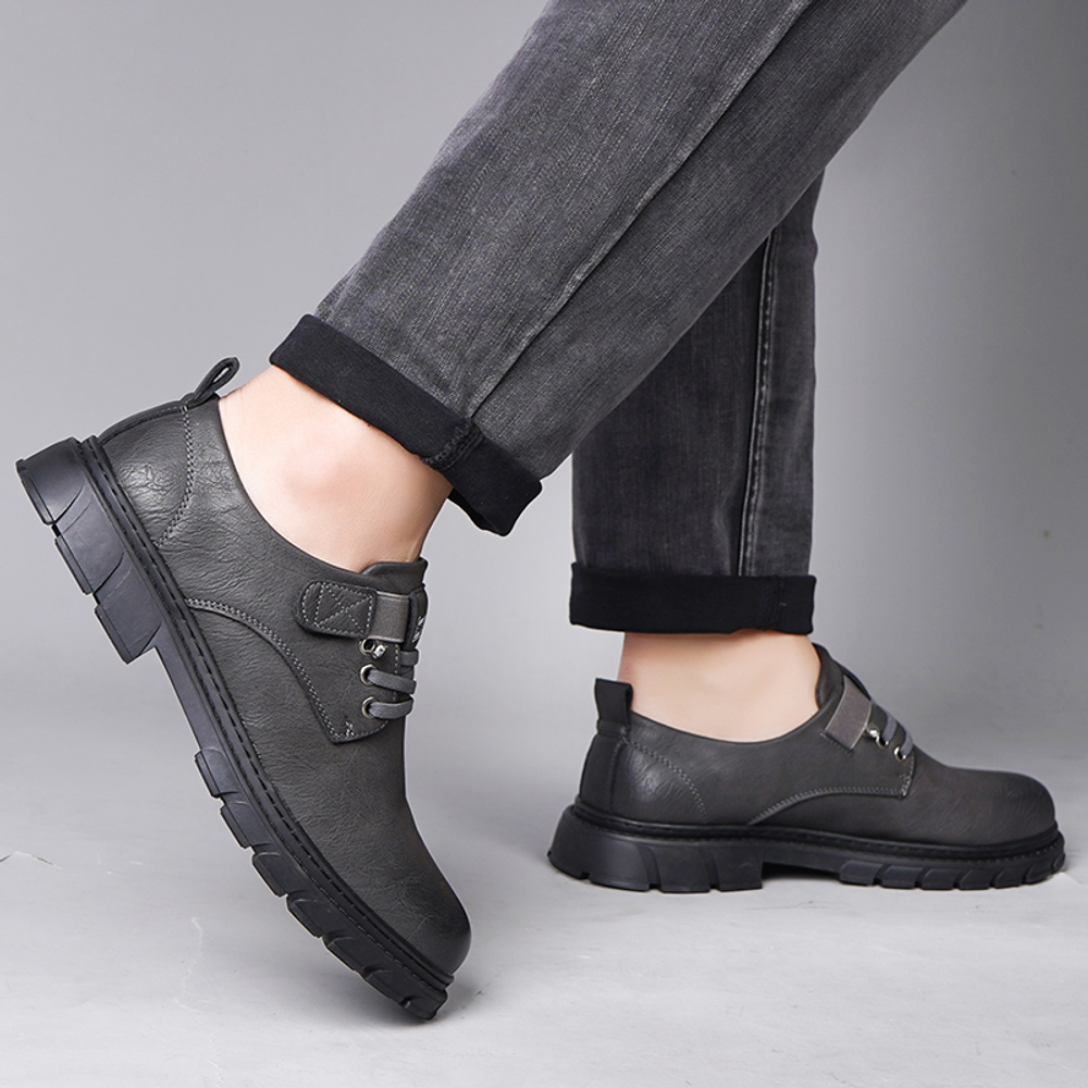 EGCHI Cow Split Leather Casual Shoes Men"s Black