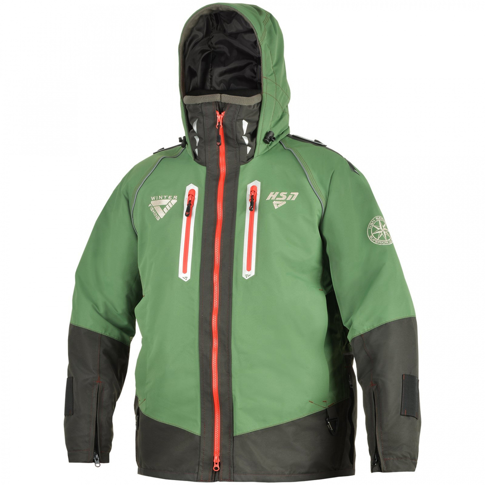 Зимний мужской костюм-поплавок ХСН Rescuer III NEW -45 (Hardguard) Зеленый (Красные молнии)