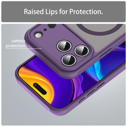 Матовый полупрозрачный чехол с MagSafe для iPhone 17 Pro Max, усиленные боковые рамки фиолетового цвета