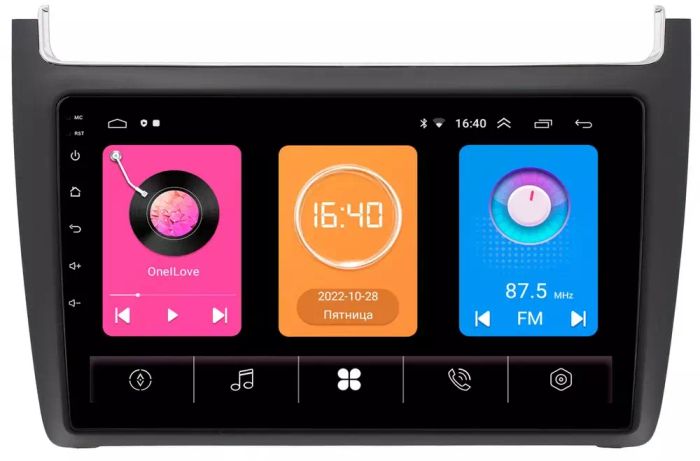 Магнитола для Volkswagen Polo 2009-2020 (рамка черная матовая) - GT9-9091 на Android 10