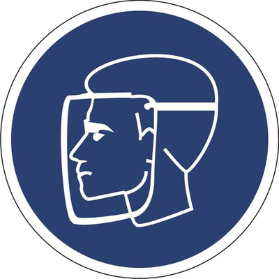 Знак "Работать в защитном щитке"