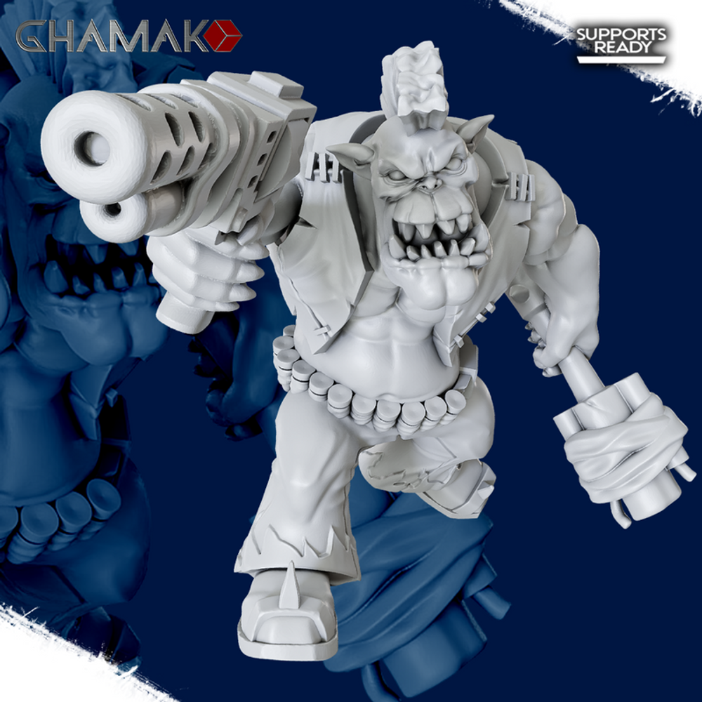 Orks Greenskins Boyz Орк №2 с даккой и взрывалой миниатюра для dnd, днд, pathfinder, фентези, Настольная игра, НРИ, Варгейм, РПГ