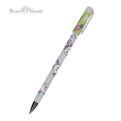 Ручка шариковая 0.5мм синяя "HappyWrite. Kawaii Animals.Зайчик" (Bruno Visconti)