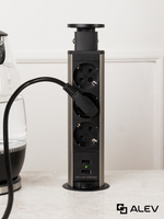 Вертикальная тройная розетка + 2 USB, серебристая