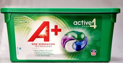 Капсулы для стирки BlueSun A+ WHITE Caps Active4 4в1, для белого белья 22 шт (Из Финляндии)