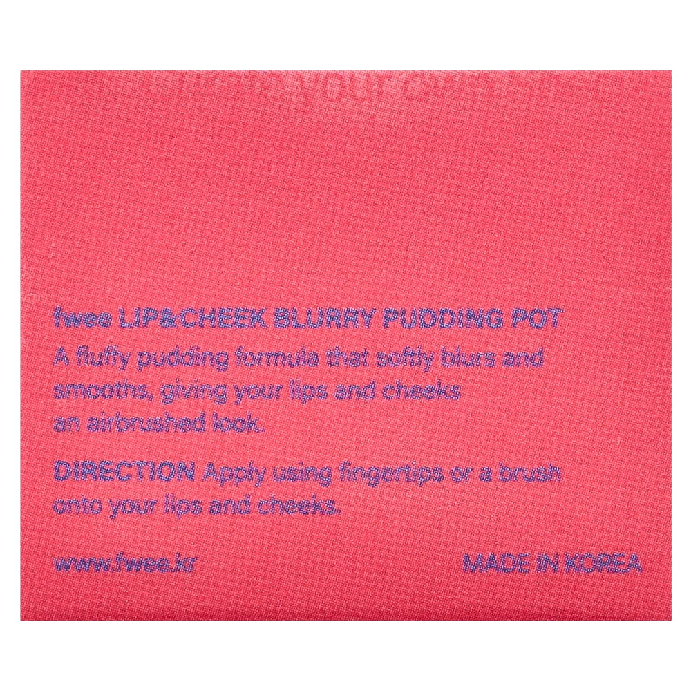 fwee, Lip & Cheek Blurry Pudding Pot, RD05 Greedy, 5 г (0,17 унции)