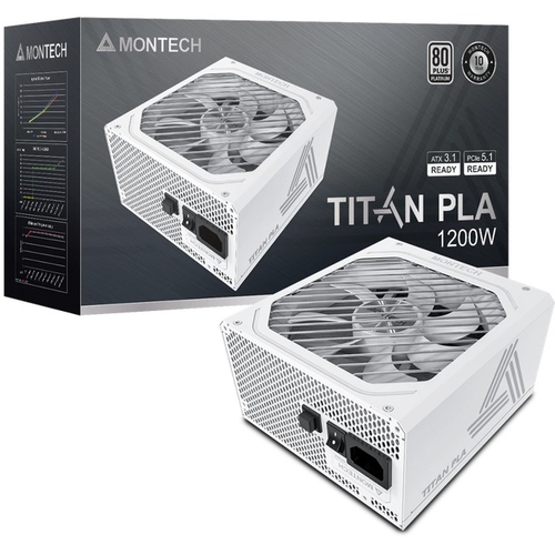 Блок питания Montech 1200W TITAN PLATINUM White, модульный, 16 Pin PCIe 5.0, 80 PLUS Platinum (TIX0126)