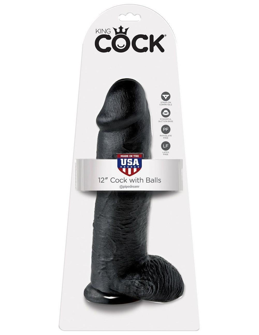 Чёрный фаллоимитатор-гигант 12 Cock with Balls - 30,5 см. (Цвет: черный)