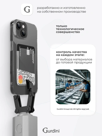 Чехол накладка iPhone 14 Plus 6.7" Gurdini силикон с отделением для карты прозрачный