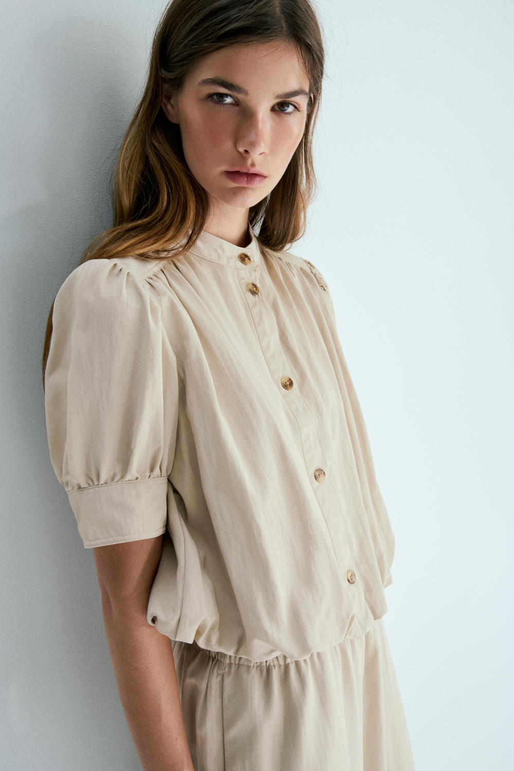 Блузка из габардина с низом баллон - H&M