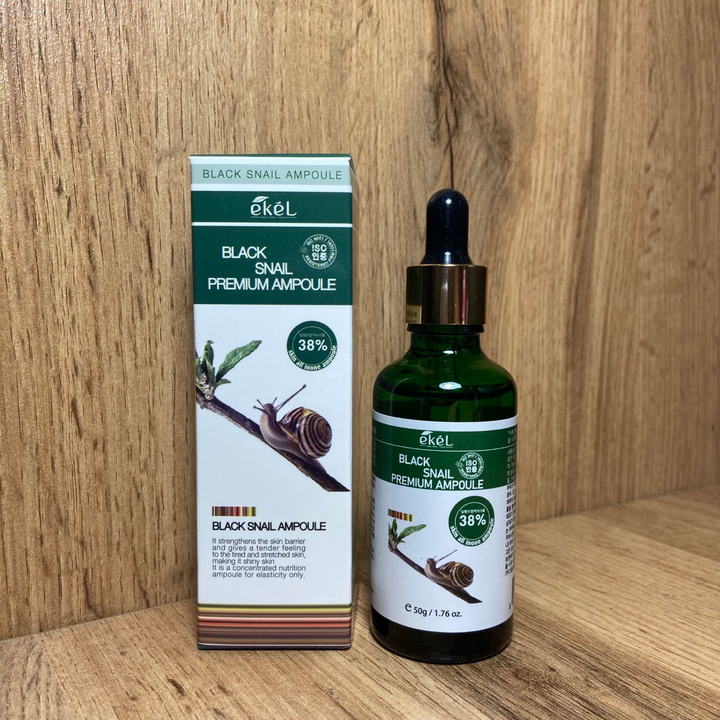 Сыворотка для лица Ekel Black Snail Premium Ampoule с муцином черной улитки 50 г