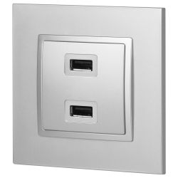 14-4110-03 ЭРА Устройство зарядное USB, 230В/5В-2100мА, IP20, Эра Elegance, алюминий | Эра Elegance