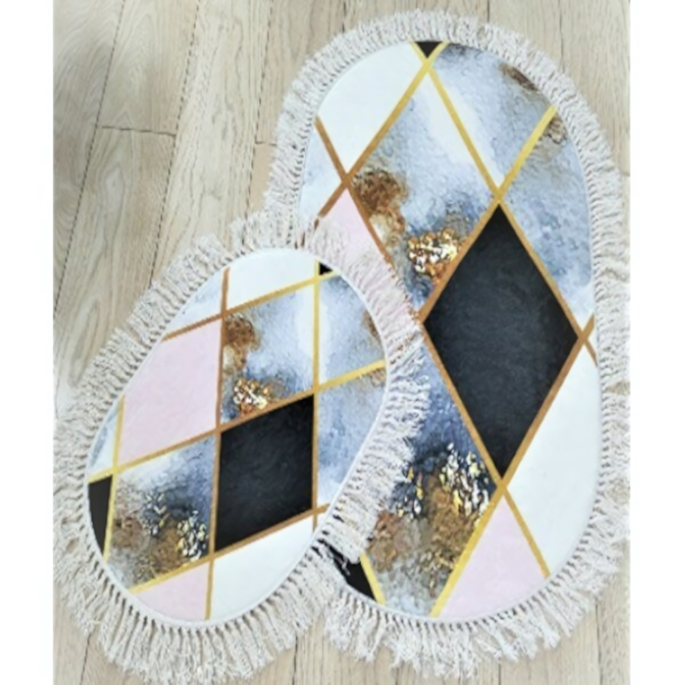 Набор ковриков ДЕКОРАТИВ (DECORATIVE) с рисунком и бахромой 60*100+40*60 деко deco 34