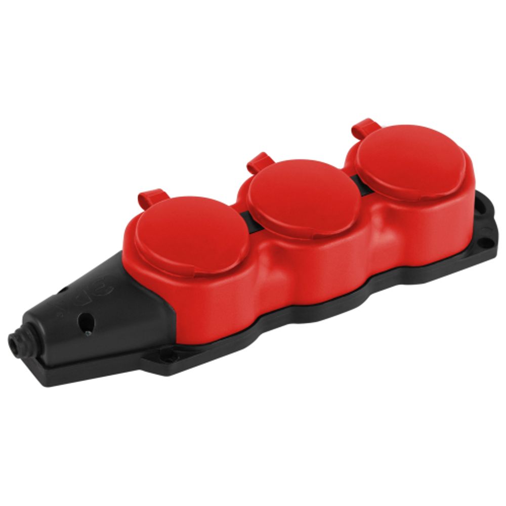 Колодка ЭРА KX-3e-RED-IP44 каучуковая с заземлением 3 розетки 16A IP44 красная | Электротовары
