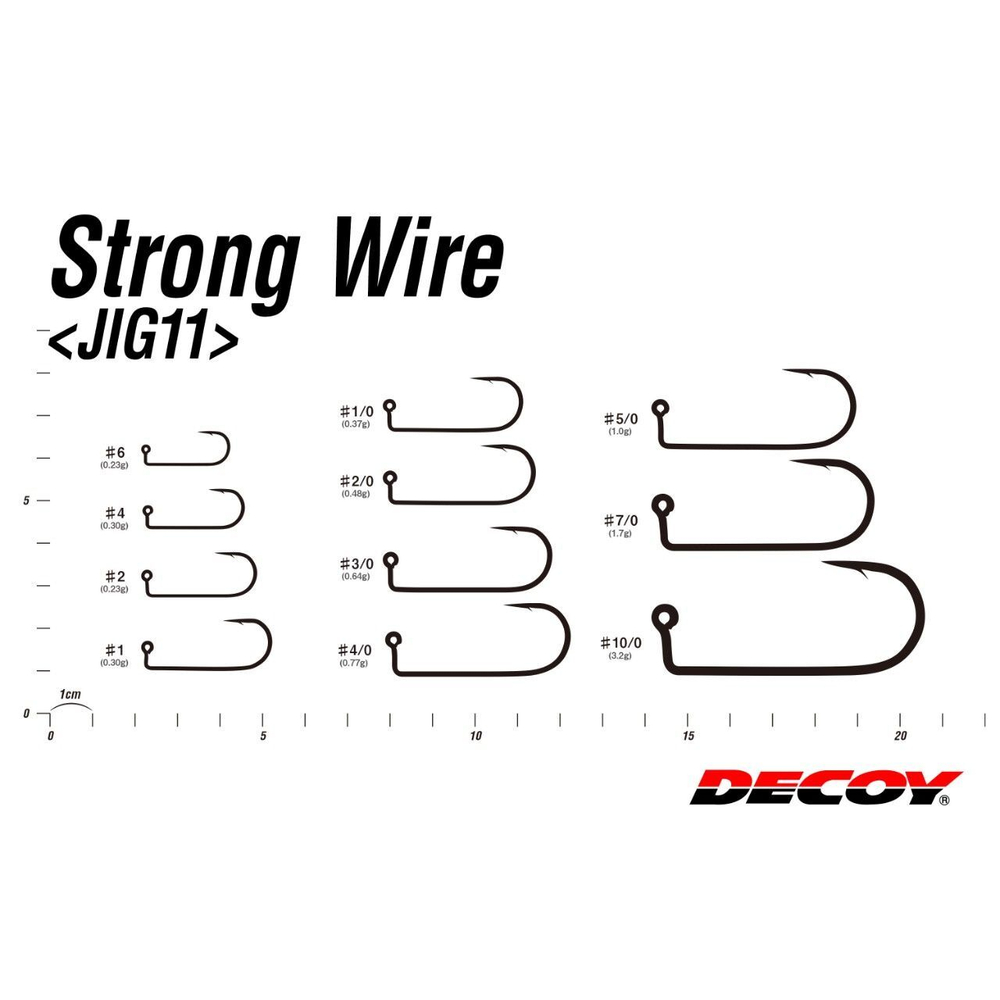Крючок Decoy одинарный JIG11S Strong Wire #1/0 (в упаковке 9 штук)