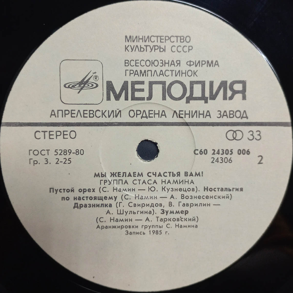 Группа Стаса Намина / Мы Желаем Счастья Вам! (2LP)