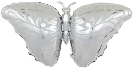 Шар (41""/104 см) Фигура, Бабочка, Серебро, 1 шт. 7п. В127