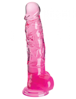 Розовый фаллоимитатор с мошонкой на присоске 8’’ Cock with Balls - 22,2 см. (Цвет: розовый)