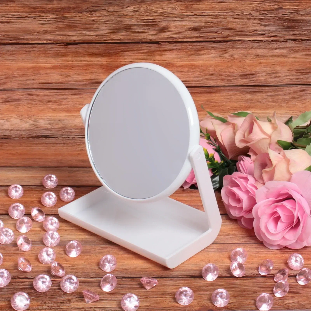 Зеркало настольное на подставке «Beauty style», цвет белый, 14см