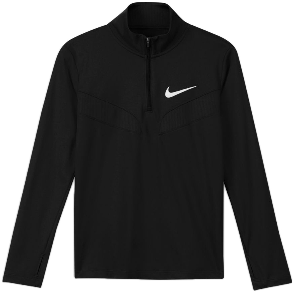 Футболка для мальчика теннисная Nike Dri-Fit Sport Poly 1/4 Zip Top B - черный