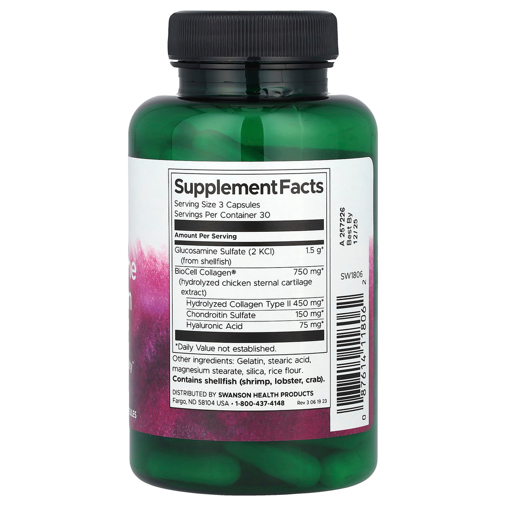 Swanson Vitamins, Глюкозамин и коллаген типа II, 90 капсул