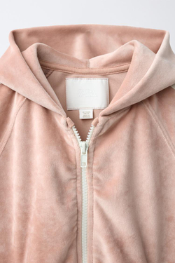 ZARA ХУДИ ИЗ ВЕЛЮРА С МОЛНИЕЙ, РОЗОВЫЙ