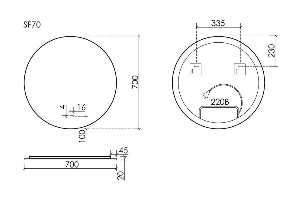 Зеркало для ванной комнаты SANCOS Сфера 2.0 (Сфера (Sfera) 2.0) D700 led подсветка 2700K/4000K/5000K SF2.700